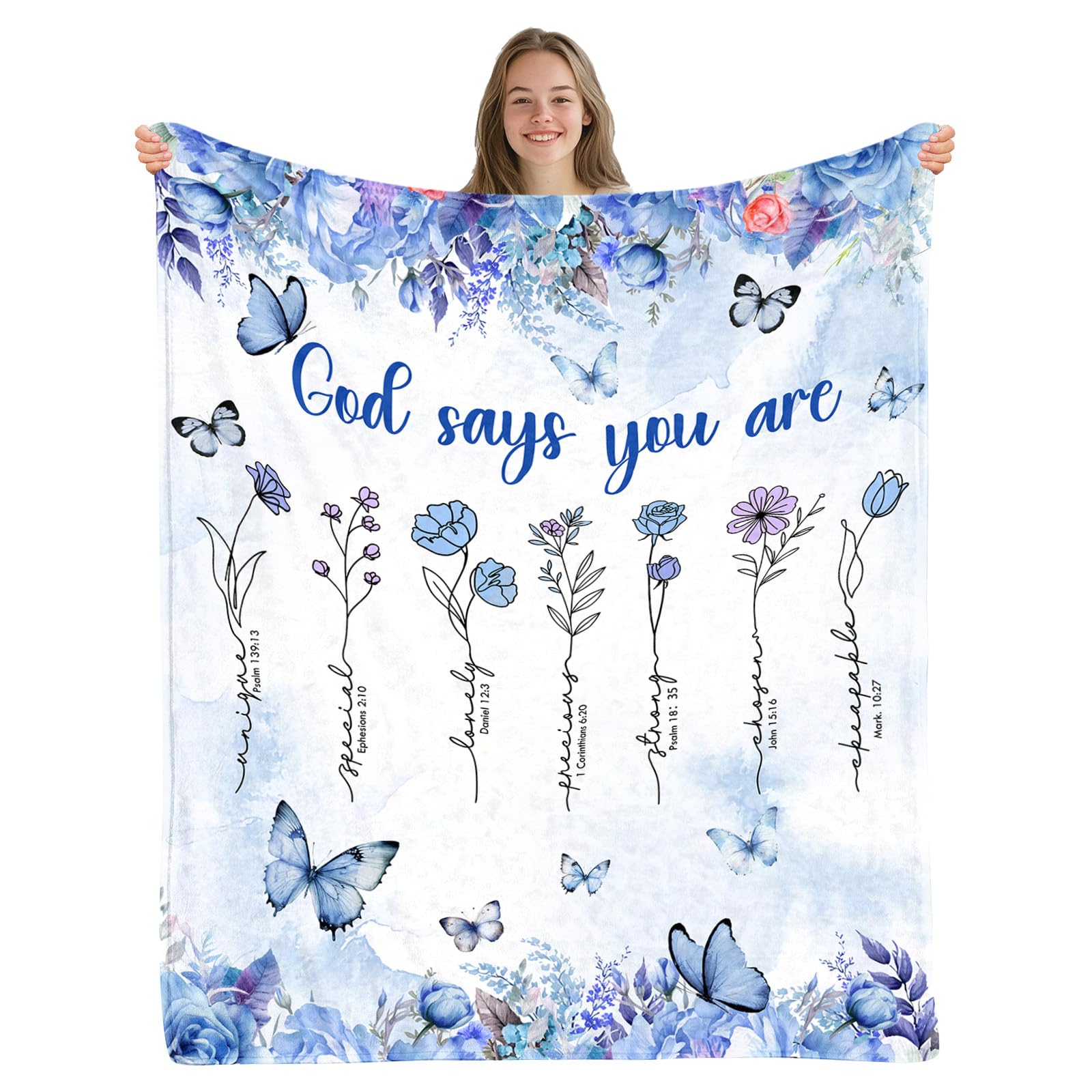 Christian Gifts for Women, Religious Gifts for Mothers Day, Bible Blanket for Girl, Baptism Faith Based Spiritual Gifts for Women, Christian Stuff, 50"x60"