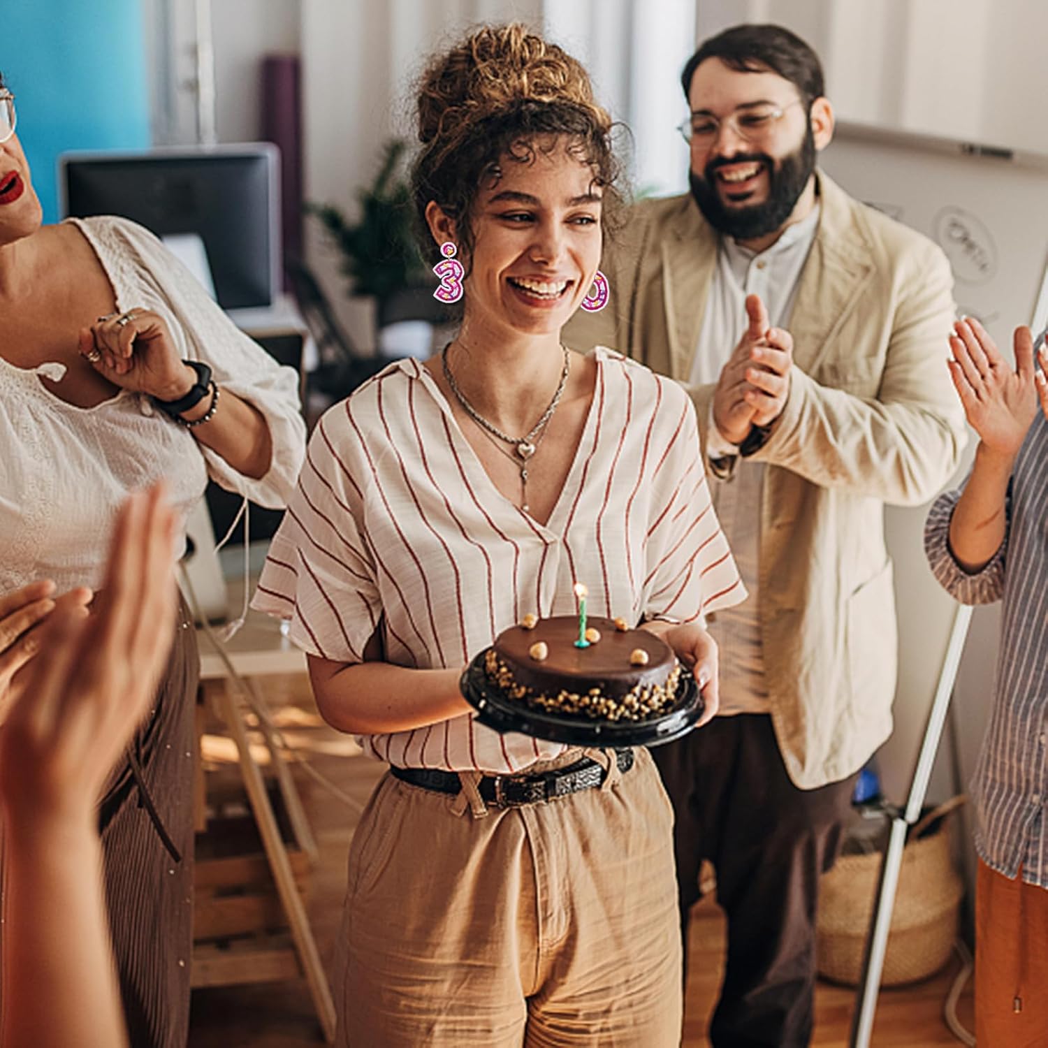 Beaded Birthday Earrings Cake Happy Birthday Earrings Handmade Drop Dangle Earrings Celebration Birthday Party Jewelry - Image 8