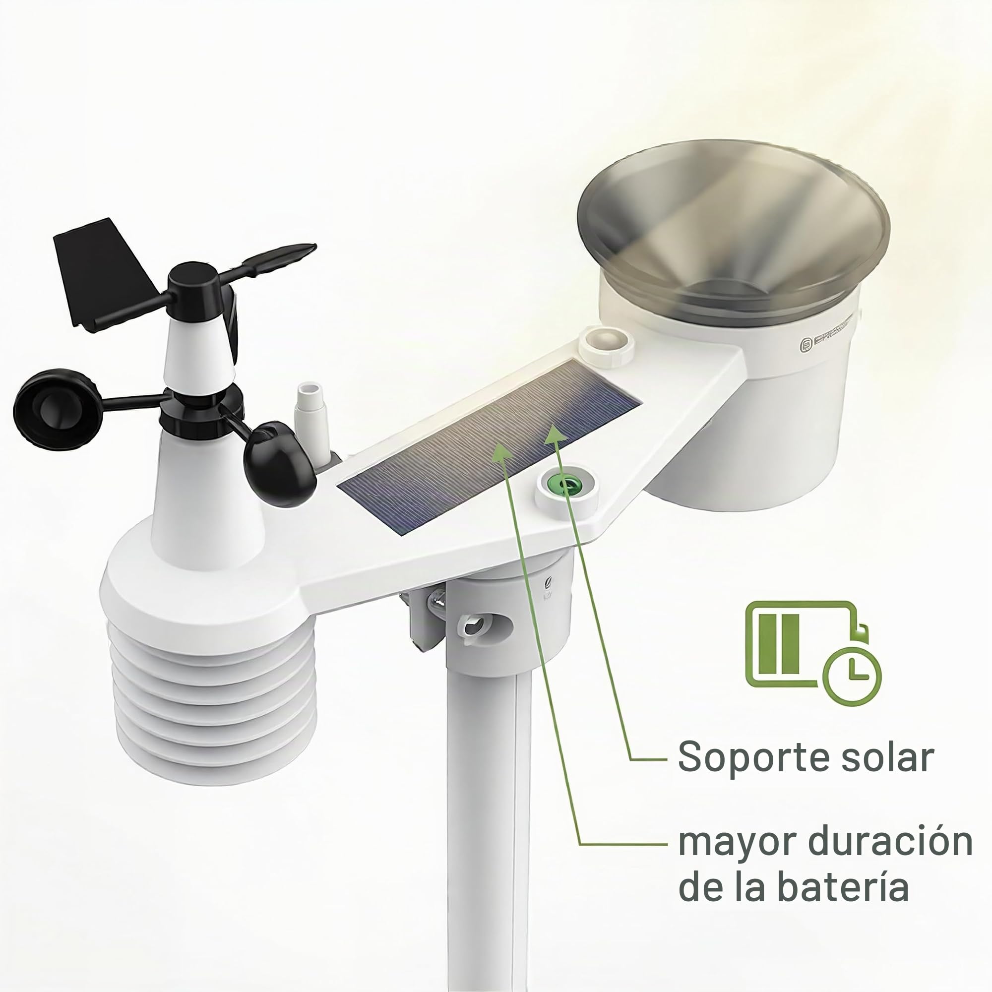 Bresser - Estación meteorológica WIFI 4CAST, 4 dias com sensor exterior 7 en 1 | Temperatura interior y exterior, humedad, pluviómetro, anemómetro, previsión 4 días, app, UV e intensidad lumínica