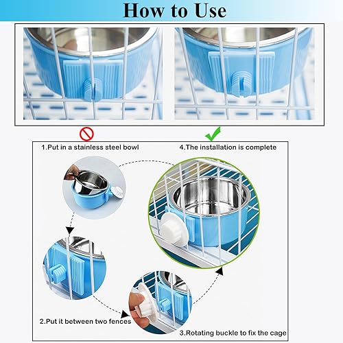 Miniatura 5 de 4 piezas de jaulas para perros, de acero inoxidable extraíble, perrera para colgar alimentos y agua, tazón para cachorros, perros medianos, gatos,