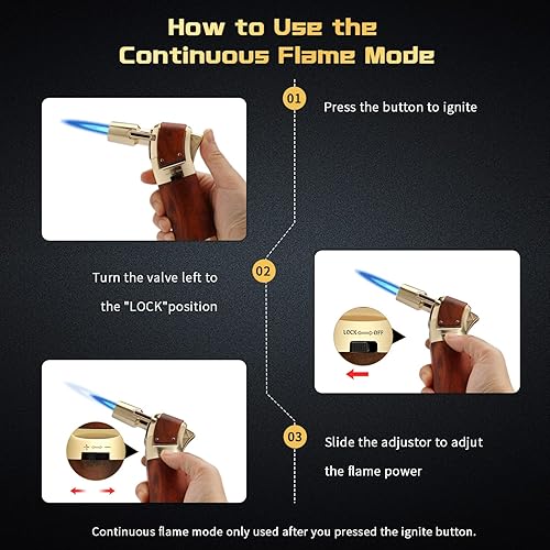 Miniatura 2 de Encendedor de puros con punzón  Encendedor de velas de cocina con bloqueo seguro de butano para asar a la parrilla, crema brulee, ahumar  Accesorios