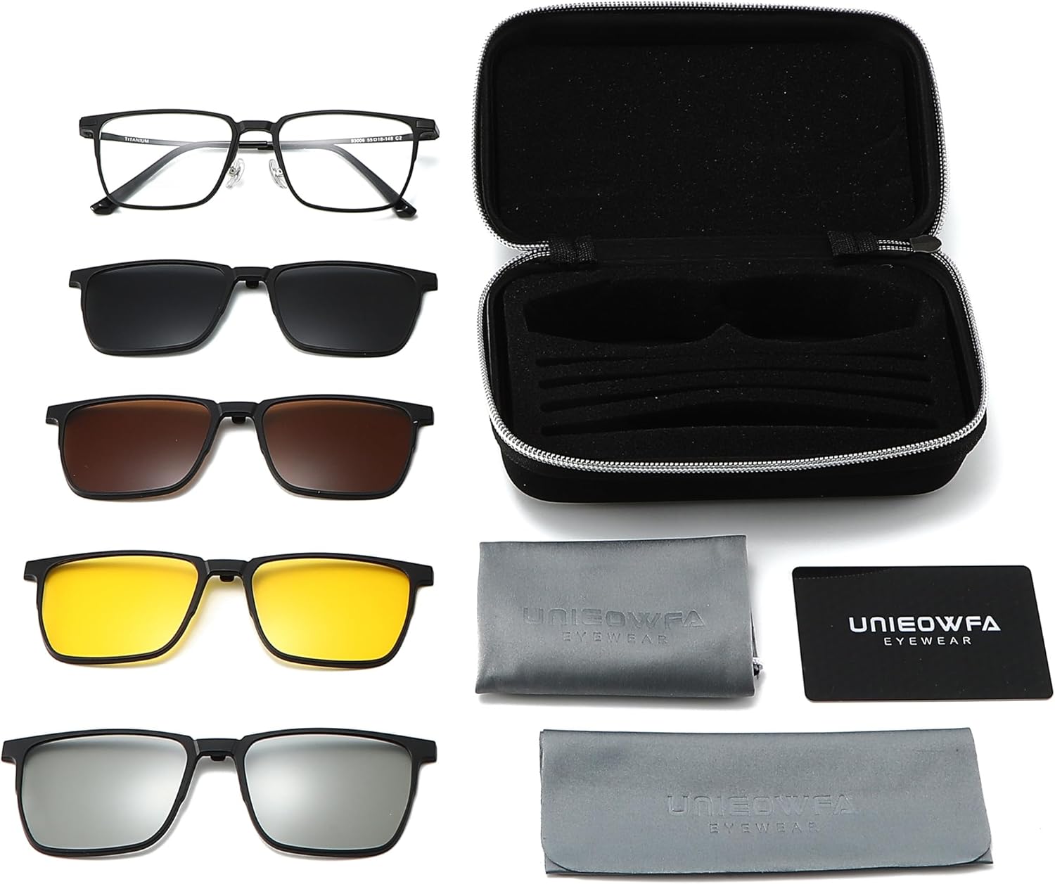 Square Titanium Glasses Frame Men for Big Face Polarized Magnetic clip on Sunglasses Eyeglasses TR90 Optical Eyewear