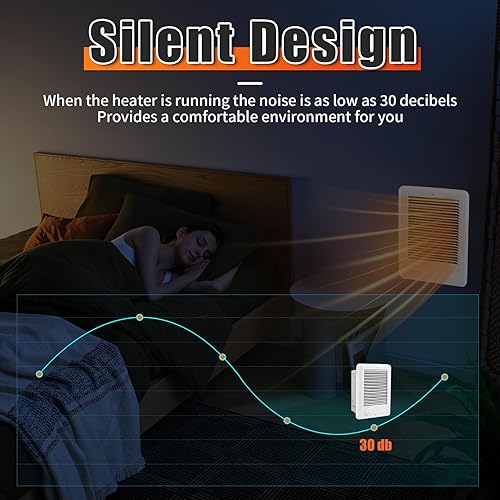 Miniatura 6 de Calentador eléctrico de pared CSC151TW Unidad completa con termostato ajustable, calentador eléctrico montado en la pared para uso en interiores,