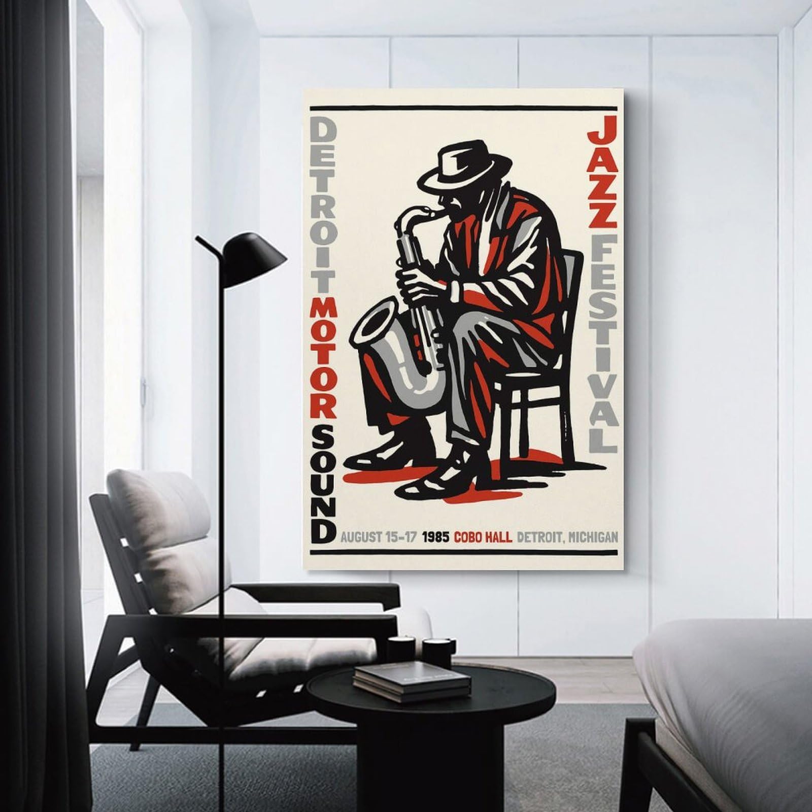 Junmoney Canvas Art Print Detroit Jazz Festival 1985, 24x36inch(60x90cm), for Office, Study Or Home Workspace, Home Office Artwork with Decorative Appeal
