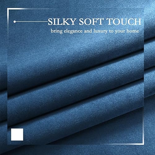 Miniatura 3 de SPXTEX Cortinas opacas de terciopelo azul de 120 pulgadas de largo con bloqueo de luz con ojales, juego de 2 cortinas térmicas de terciopelo para