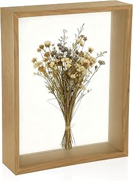 Floating Picture Frames Wooden Pressed Flower Frame, 1 Pcs Acrylic Picture Frames 8x10 Inch for Display Dried Flowers, Artwork Wall and Tabletop, Home Wedding, DIY Crafts Khaki