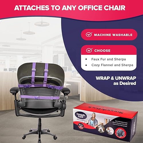 Miniatura 5 de La manta original para silla de oficina de SnuggleBack acogedora y cómoda funda para silla de escritorio de oficina se fija para un calor cómodo y