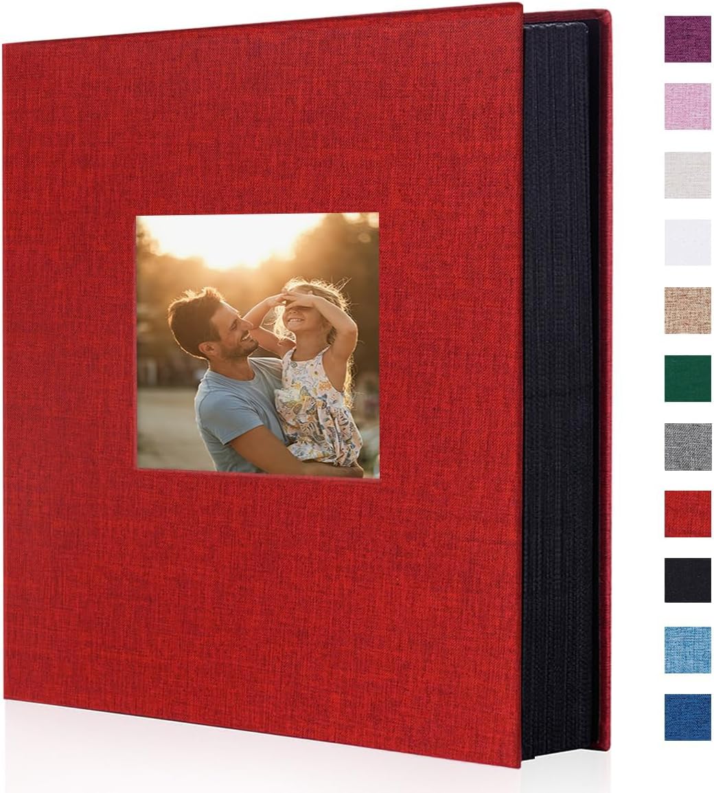 Artmag Photo Album 4x6 400 Large Capacity Linen Album Book Holds 400 Vertical Photos for Family Wedding Anniversary (400 Pockets, Red)