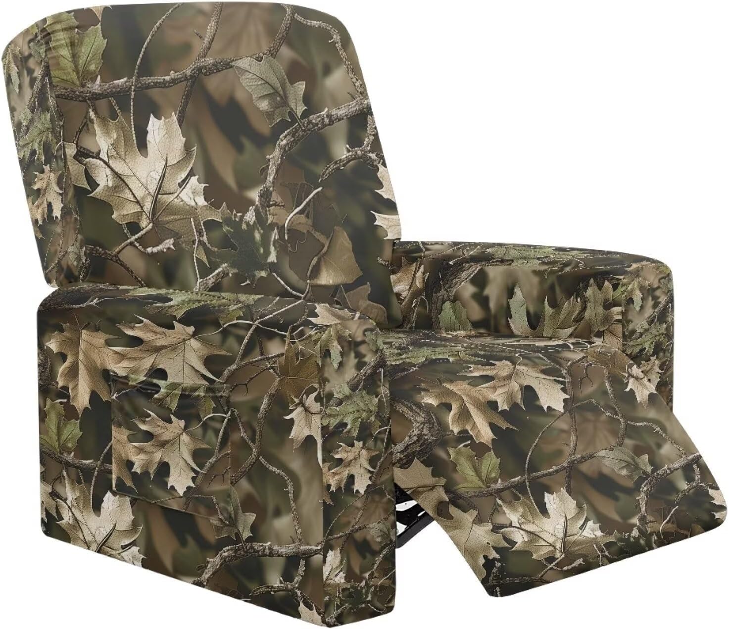 Talayituse Hunting Camo Print Recliner Chair Covers, Stretch Recliner Cover with Elastic Bottom, Soft Lazy Boy Reclining Rocker Slipcover for Living Room