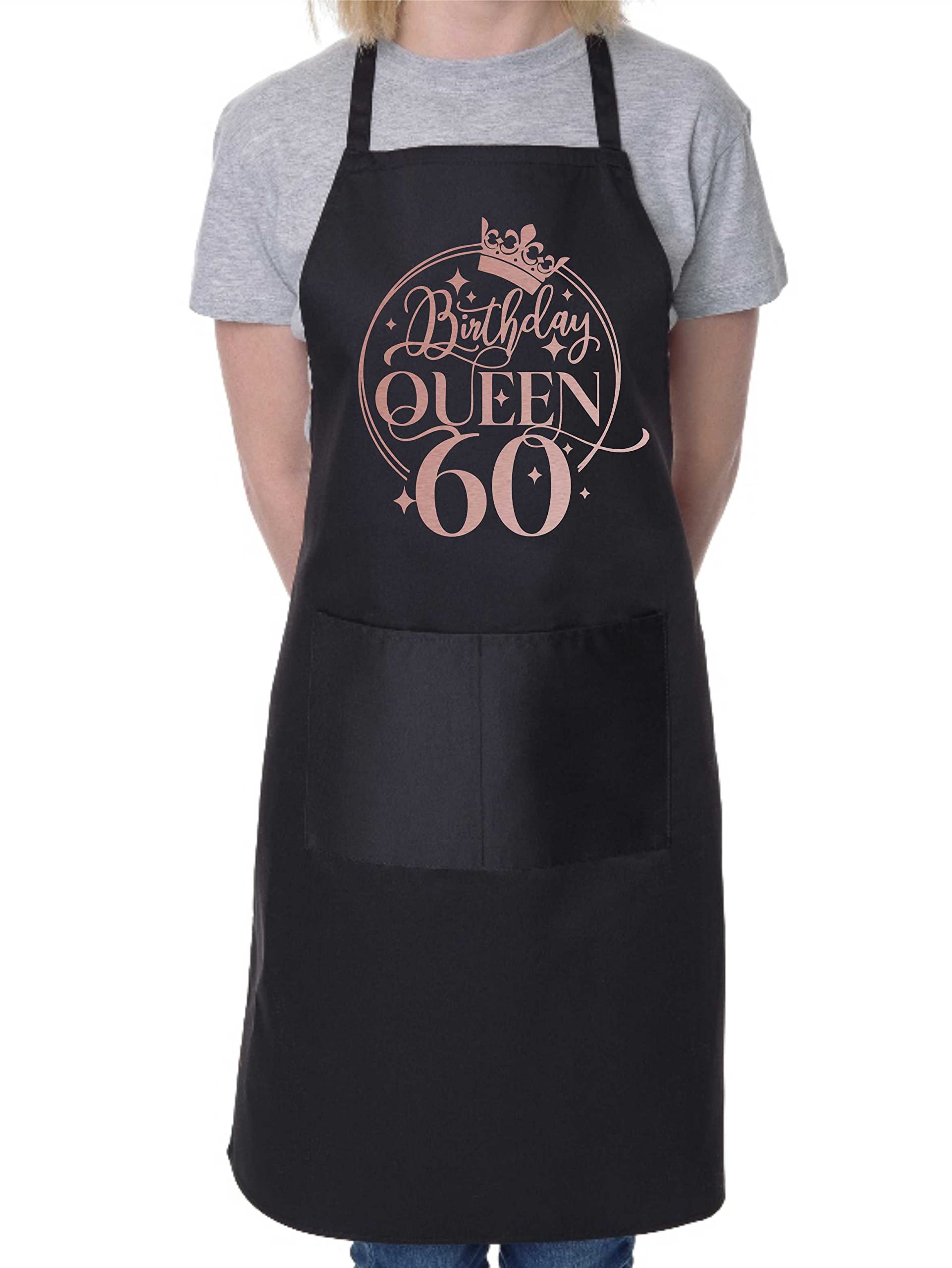 Print4U Birthday Queen 60 Ladies Apron 60th Birthday Gift Cooking Baking Black