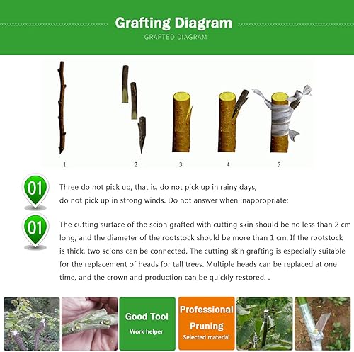 Miniatura 6 de Kit de podadora de injerto de jardín 2 en 1 para árboles frutales, tijeras de injerto profesional multifuncional para injertos de árboles frutales,