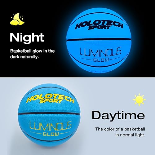 Miniatura 2 de Basketball Glow in The Dark, Cool Glowing Luminous Leather Basketball Indoor Outdoor Size 765 for Men, Women, Teenager (with Pump)