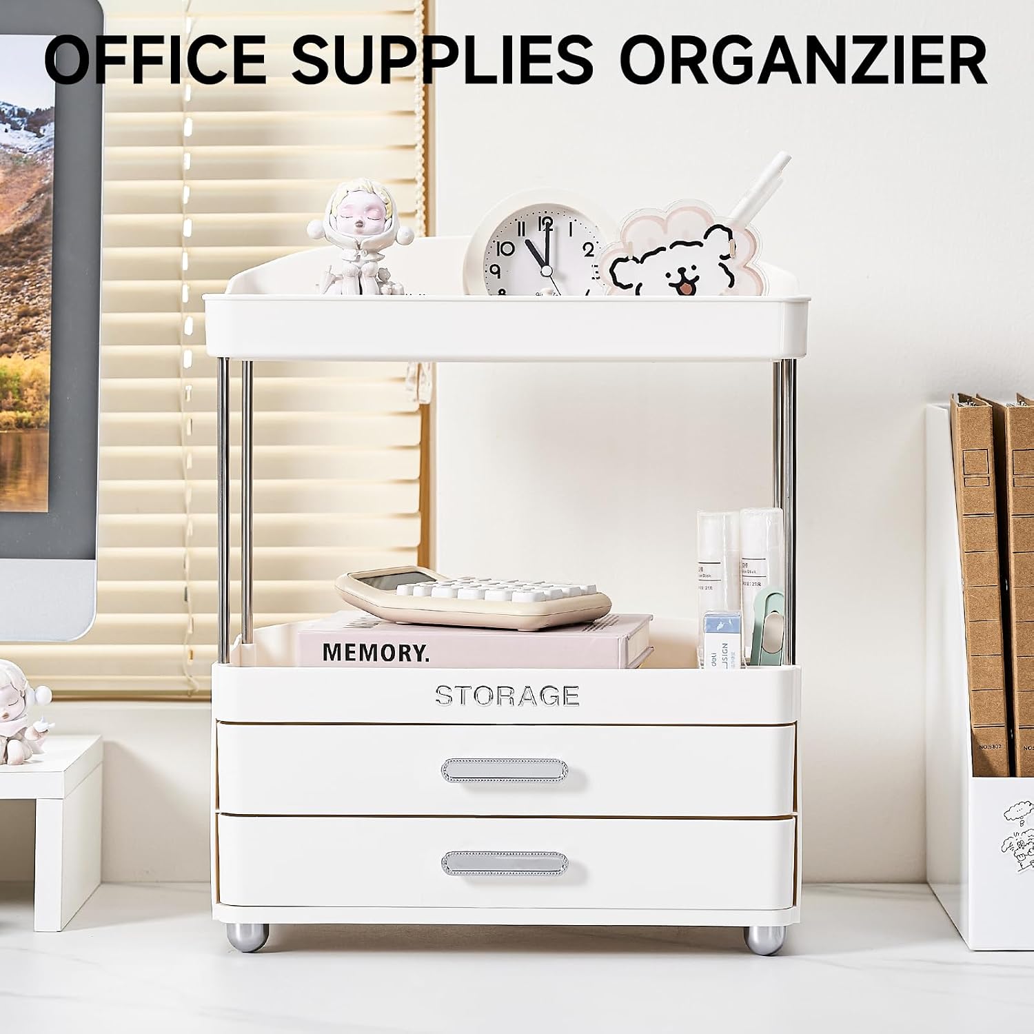 UFORU Bathroom Organizers and Storage | 2-Tier 2-Drawer Makeup Organizer Countertop, Easy to Install & Multi-Purpose - Counter & Sink Storage Shelf for Vanity, Skincare, Perfume, Present, and More