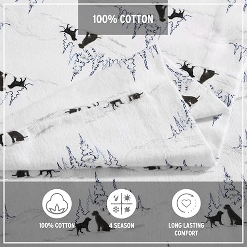 Vista 52 de Eddie Bauer - Full Sheets, Cotton Flannel Bedding Set, Brushed For Extra Softness, Cozy Home Decor (Dog Friends, Full)