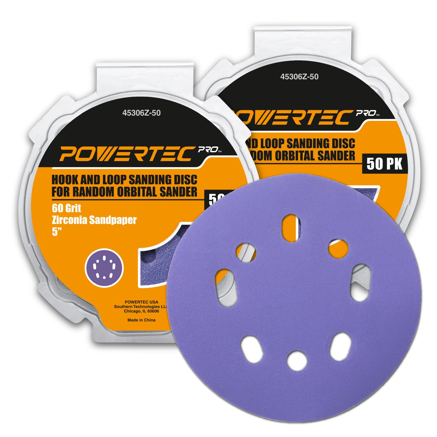 POWERTEC Sanding Discs - 50 Pack 80 Grit -20 POWERTEC Sanding Discs - 50 Pack 80 Grit -20