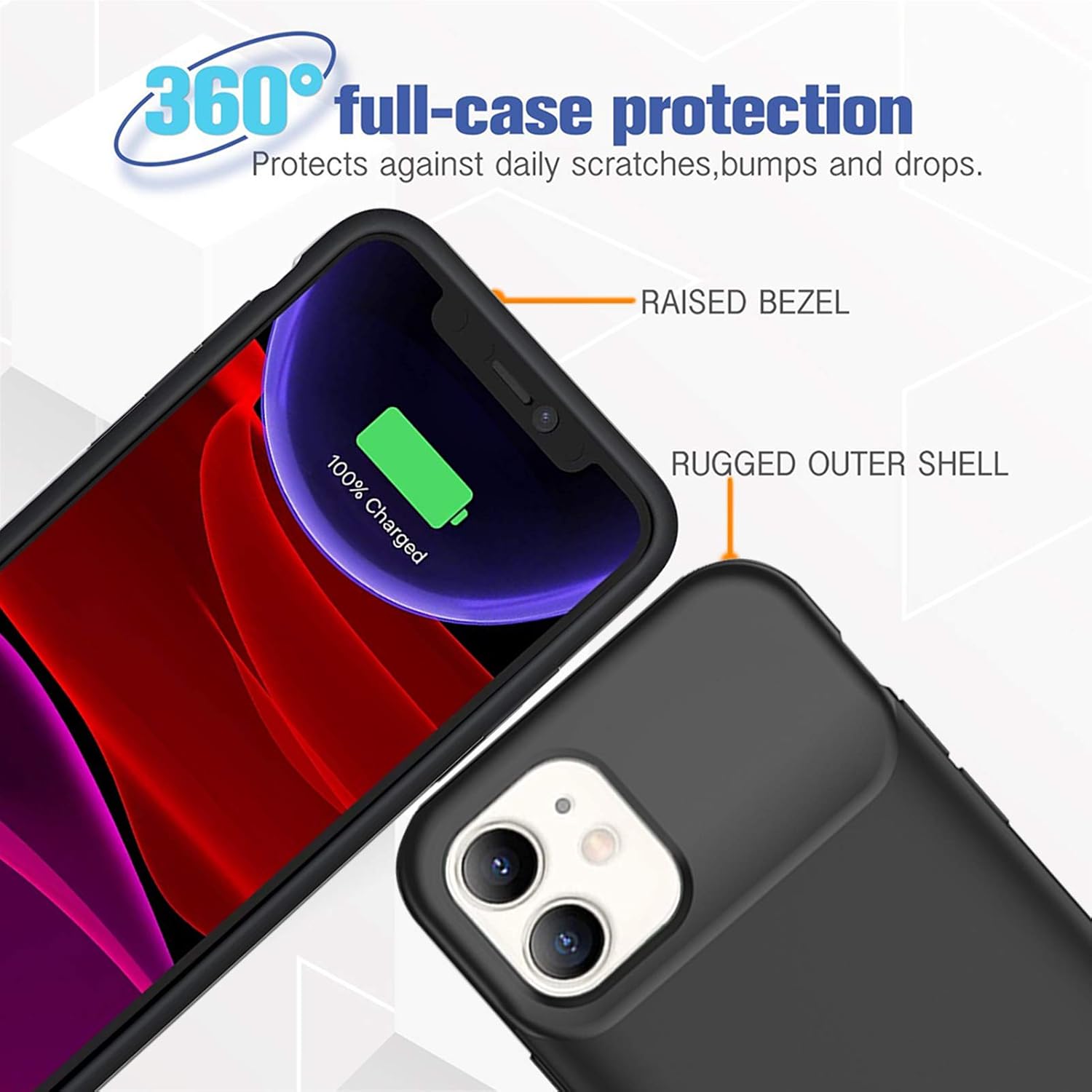 Battery Case for iPhone 11, Newest 7000mAh Slim Portable Protective Charging case Compatible with iPhone 11 (6.1 inch) Rechargeable Battery Pack Charger Case (Black)