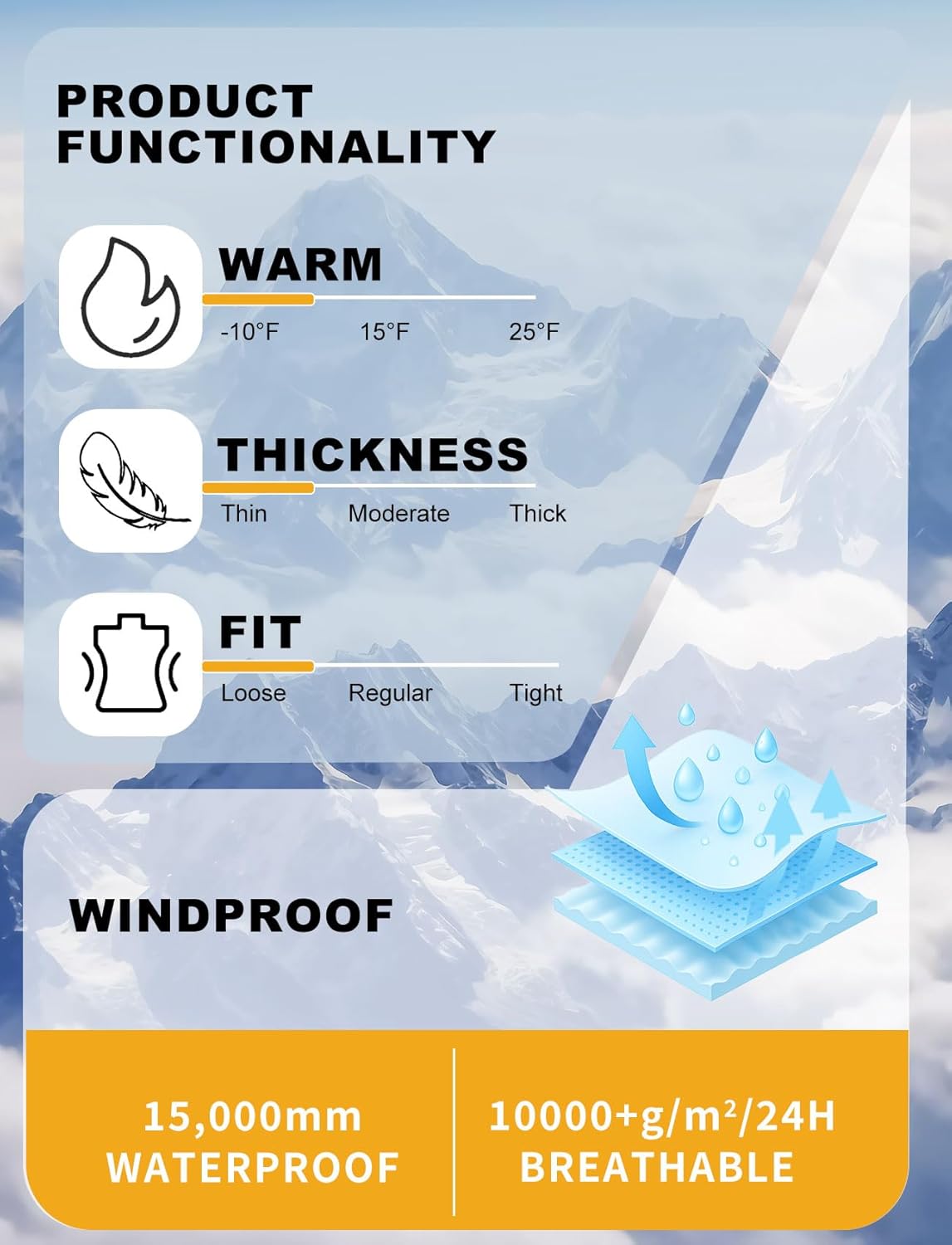 GSOU SNOW Men’s Snowboard Pants Waterproof Women Baggy Ski Pants Reflective Stripe Insulated Winter Snow Pants