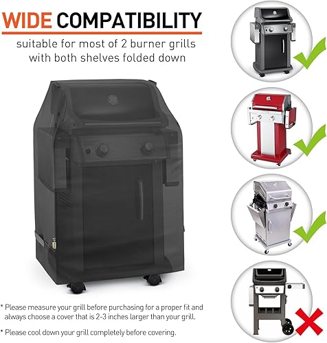 Miniatura 2 de Fundas para parrilla de gas de 32 pulgadas, resistentes al agua, para exteriores, 2 quemadores, para barbacoa, pequeña cubierta compatible con Char