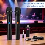 Microphone, V16U Microphone sans fil universel 2 en 1 VHF Universel USB Recevoir un micro portatif BlackOne pour Karaoke, Fête, Eglise, École, Maison TV Chants