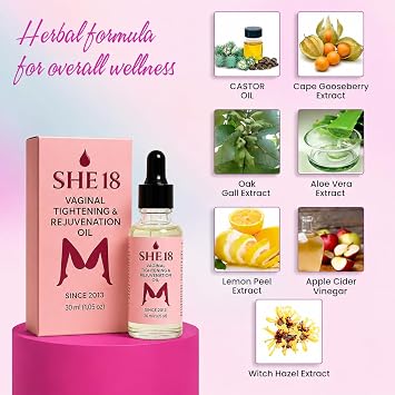 SHE18 TIGHT Vaginal Tightening Oil (Cream gel) - All Natural, V Tight Oil (Cream gel) for Women, 30ml