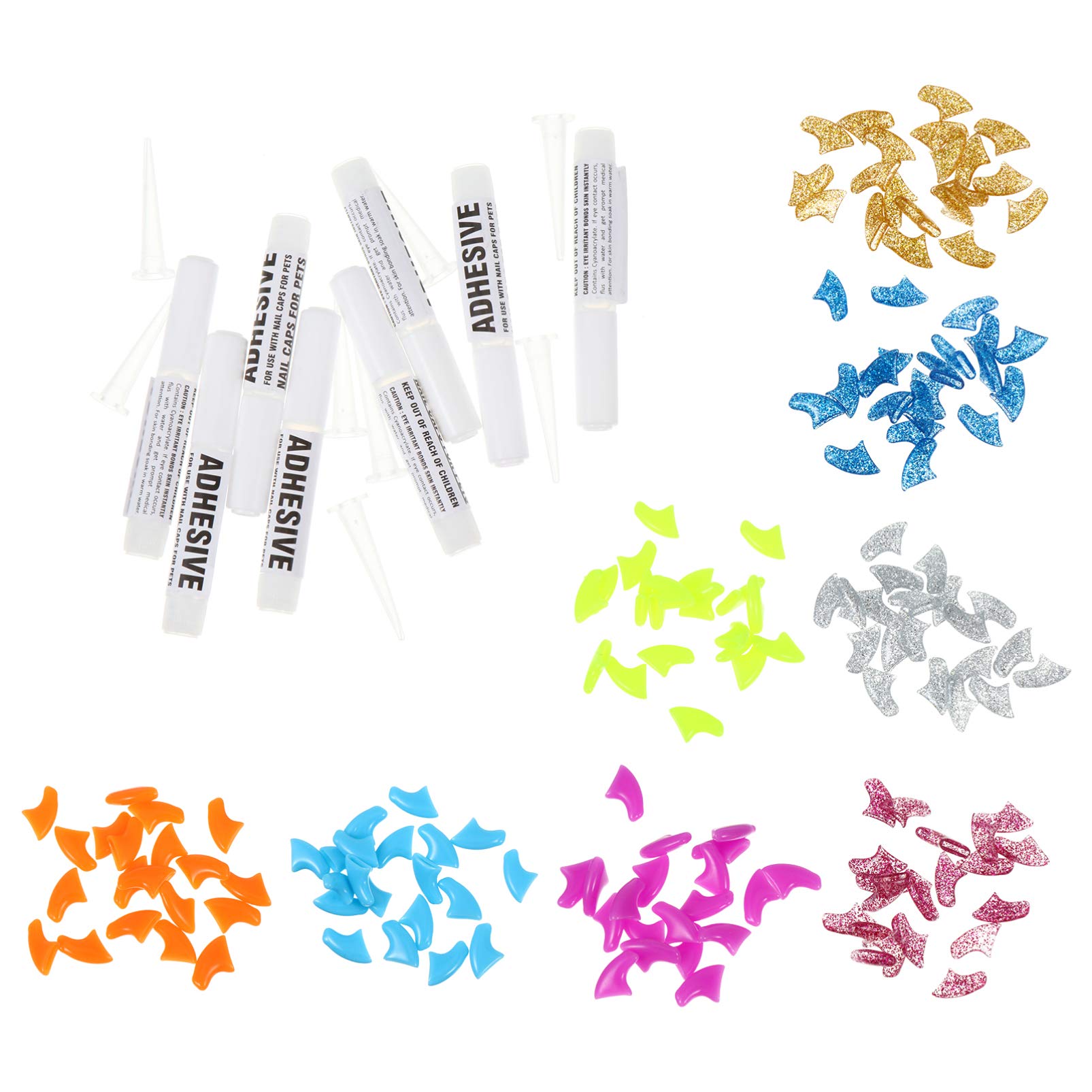 FOMIYES 480 Pièces Ensemble D'ongles pour Animaux De Compagnie Griffes De Chat en Caoutchouc Casquette Griffe De Chat Couvre-Griffes De Chat Patte De Chaton Assorti Gel De Silice