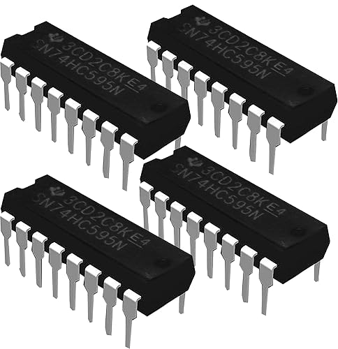 Texas Instruments SN74HC595N Registros de cambio IC de 8 bits con registros de salida de 3 estados (paquete de 4)