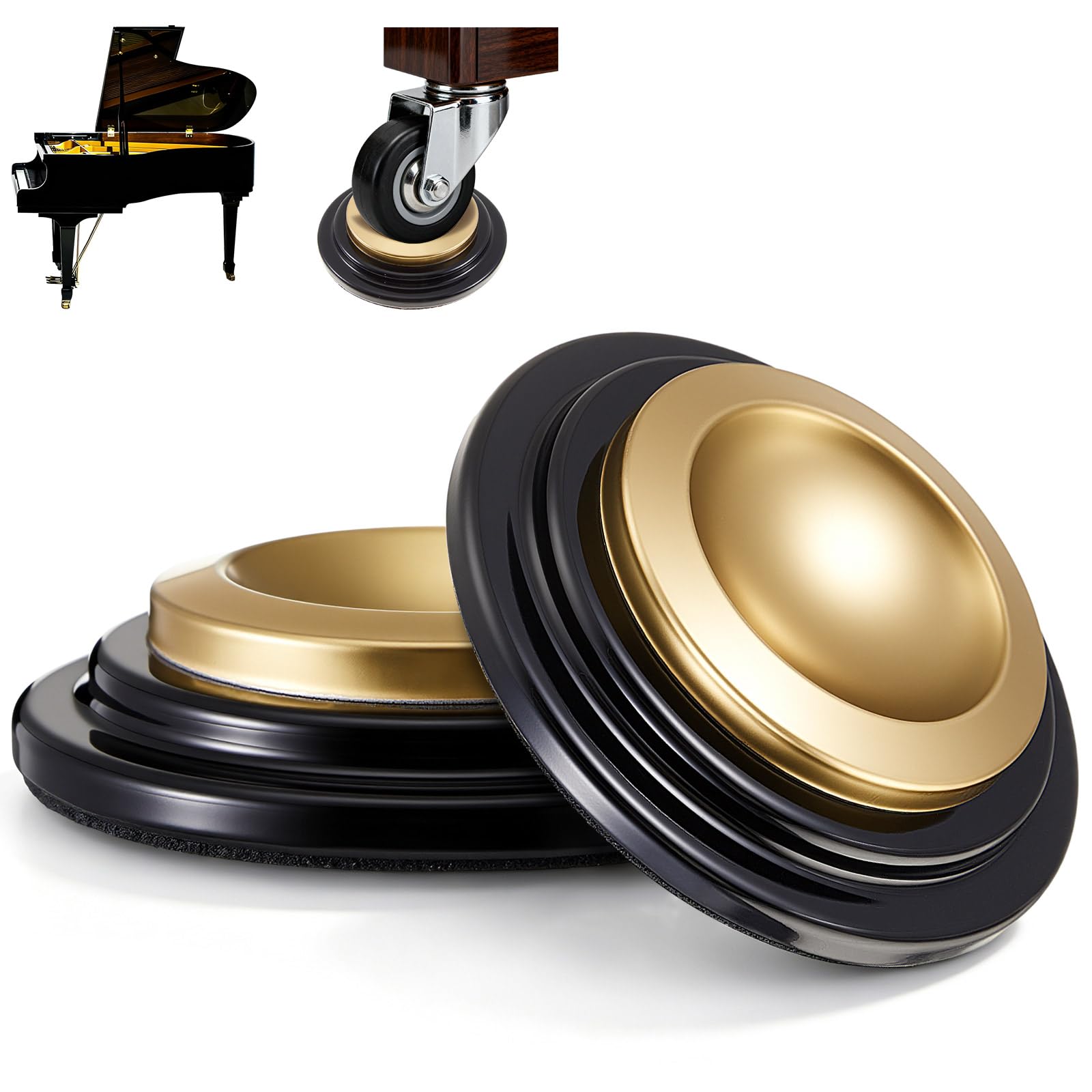 2 Pcs Piano Caster Cups, Single Layer, Metal Rubber