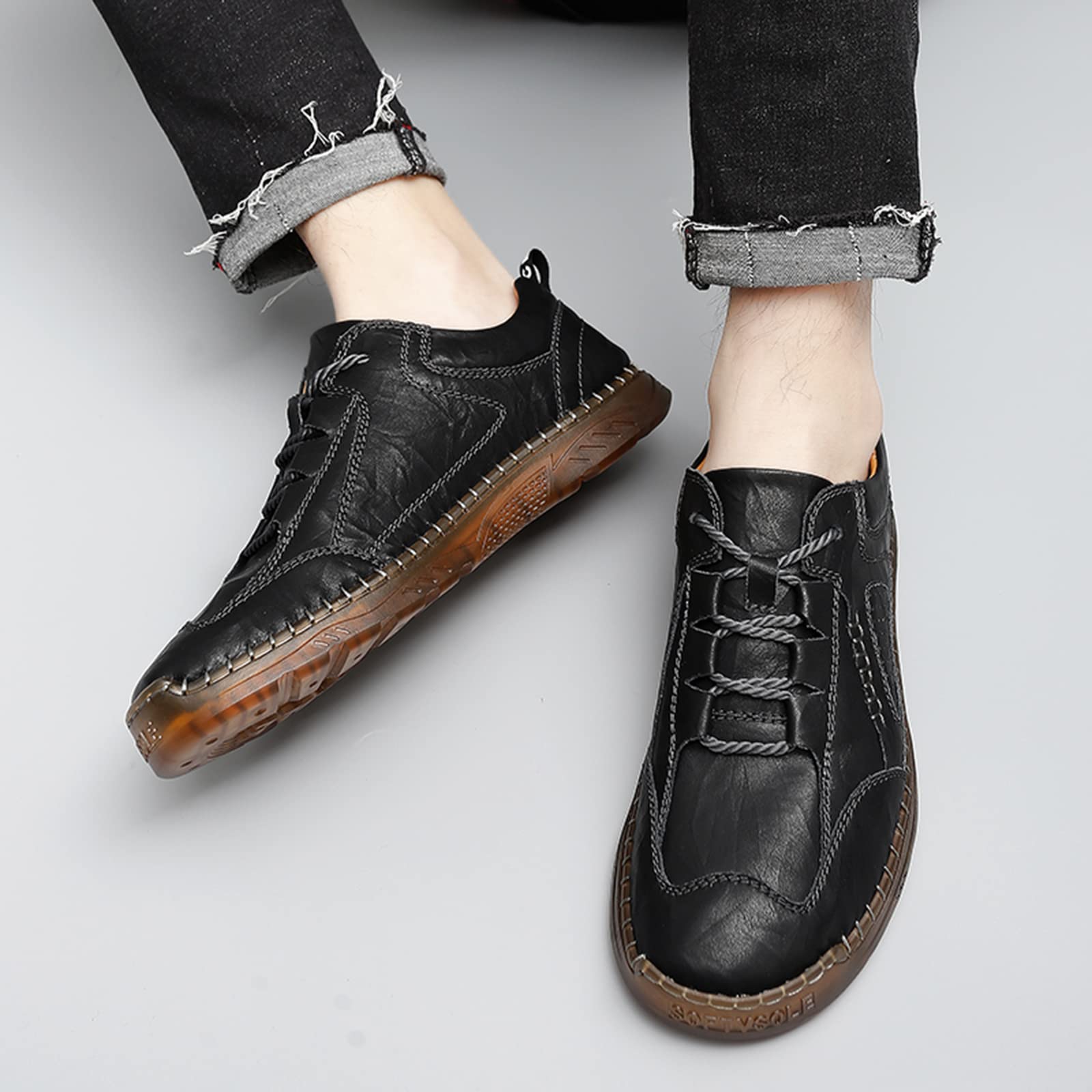 Hombres Casual Slip On Mocasines Zapatos de conducción Vestido de Cuero Mocasines Zapatillas Moda Walking Flats
