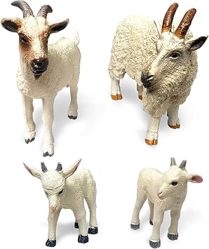 4Pcs/Set Animal Figures Plastic White Goat Statue, Realistic Eco-Friendly Goat Toy for Kids Learning Educational Toys, Birthday Gift, Cake Topper, Toys