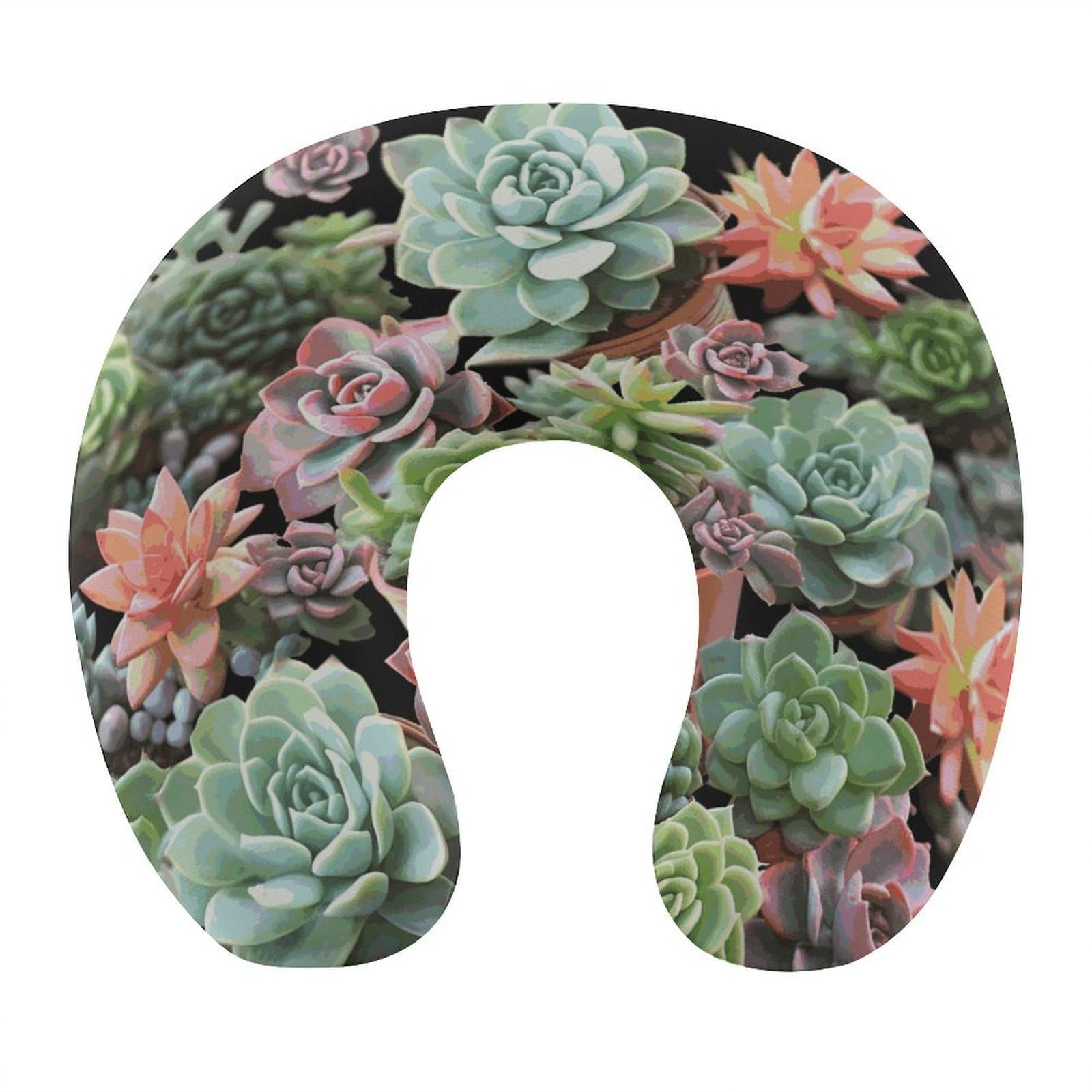 Btcowzrv Style Succulents U Shaped Neck Pillow Travel Pillows