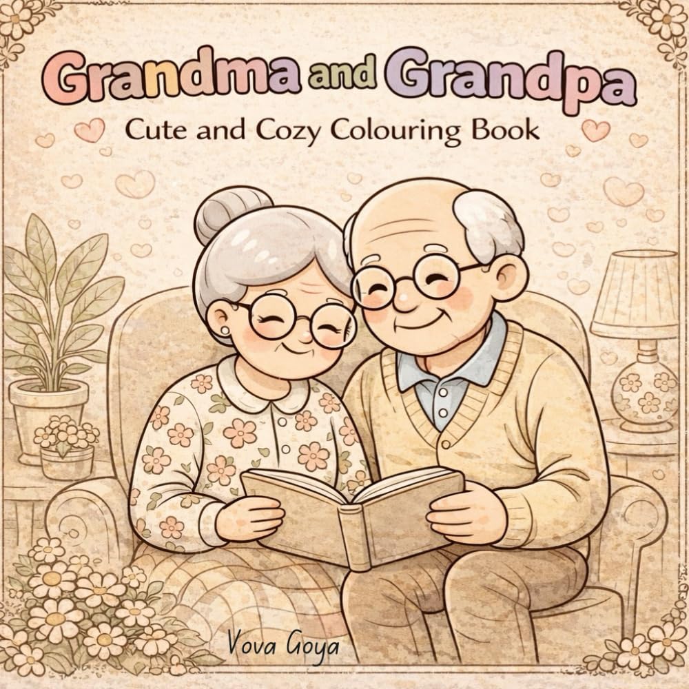 Grandma and Grandpa: Cute and cozy coloring book