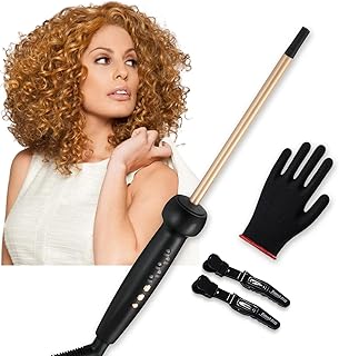Naseny Small Curling Iron,9mm Skinny Electric Curling Wand,10s Fast Heating Tourmaline Ceramic Barrel Wave Former, Dual Voltage Adjustable Temperature Hair Curler With Heat Protective Glove And 2 Clips