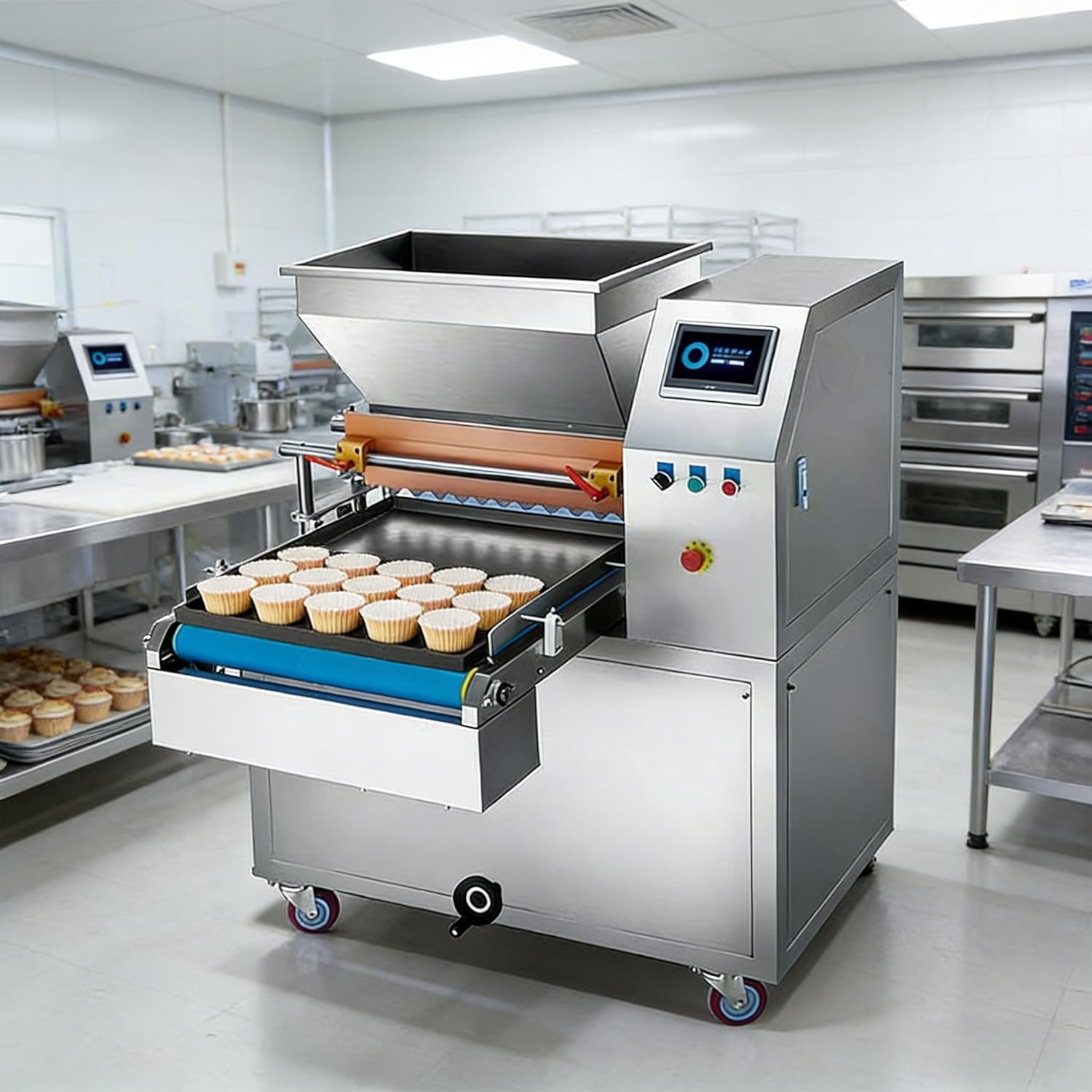 Multi Piston Cupcake Depositor - Commercial Automatic Batter Filler with 6 Nozzles for High Volume Bakeries, Industrial Stainless Steel Depositor for Cupcakes and Muffins