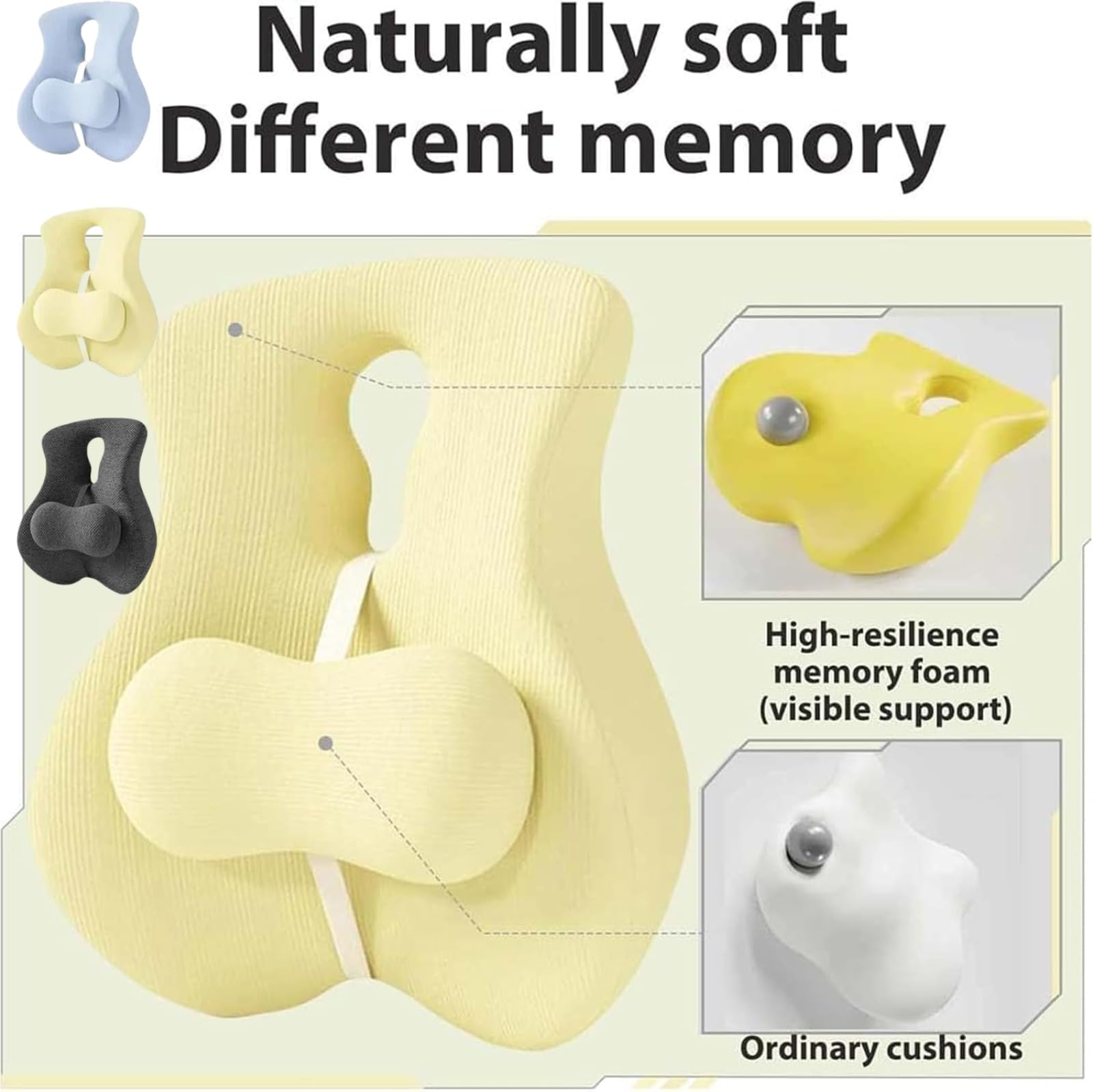 Cuscino di supporto lombare, cuscino ortopedico per sedile lombare, cuscino ergonomico in memory foam per sedia da ufficio, con cursore regolabile, per sedia da ufficio e computer