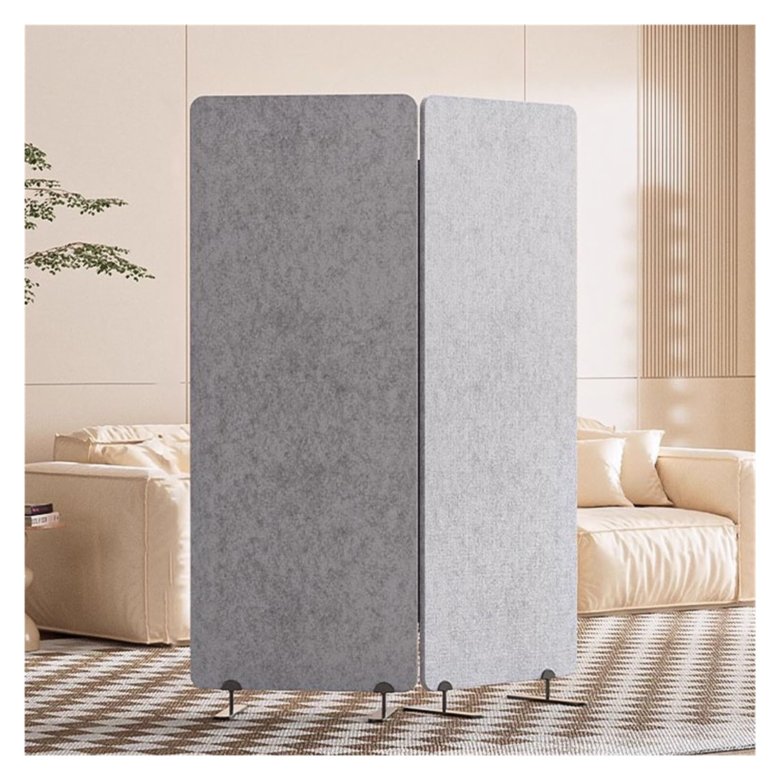 2-teiliger, schalldichter, faltbarer Raumteiler, Rollwand-Sichtschutz, freistehend, Paravent-Trennwand für Schlafzimmer, Wohnzimmer und Büro (120 x 160 cm, 2 Paneele, C)