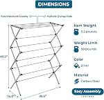 Honey-Can-Do Oversize Raquette de séchage pour vêtements collapsibles DRY-09066 Argent, 50 Lbs