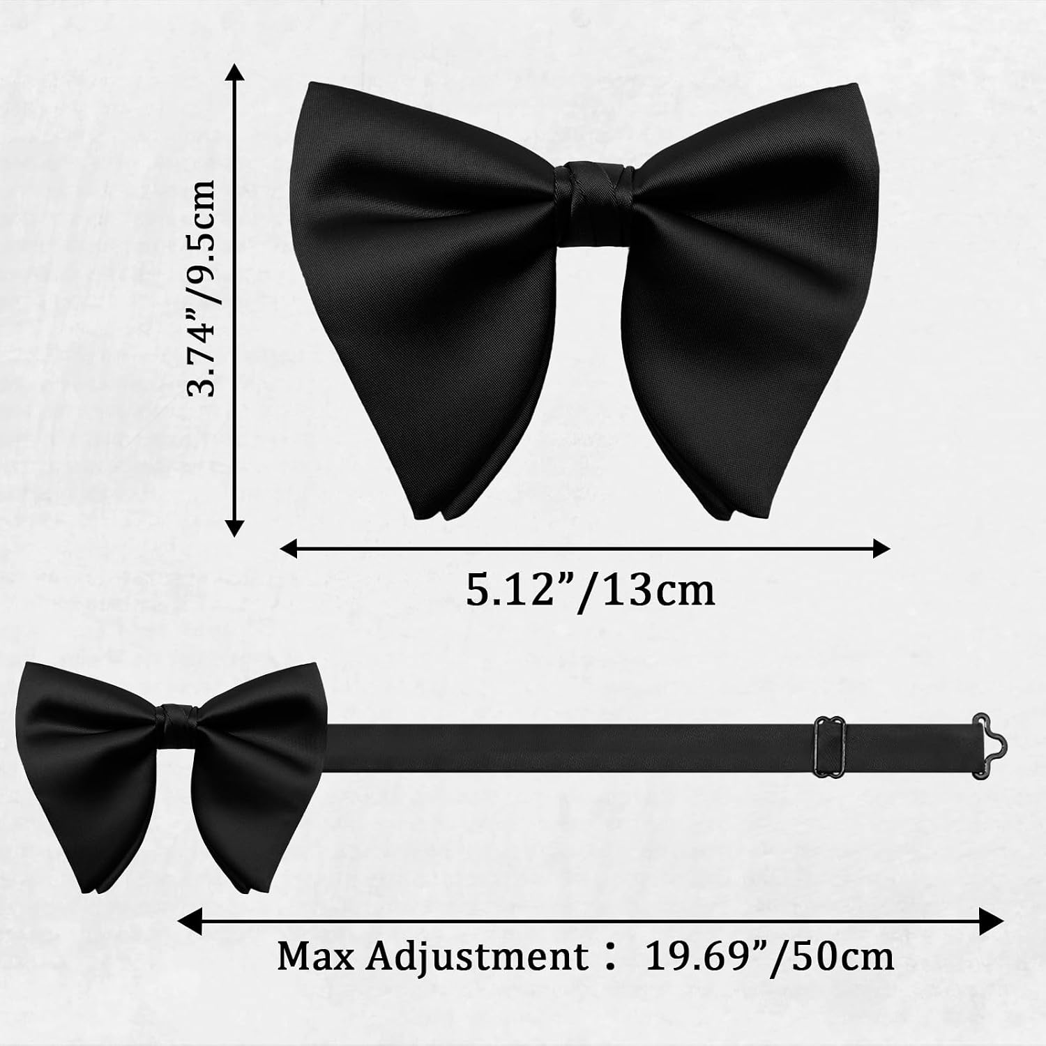 Oversized Bow Ties for Men Adjustable Satin Bowtie Pretied Mens Bow Tie for Wedding Party Graduation Casual