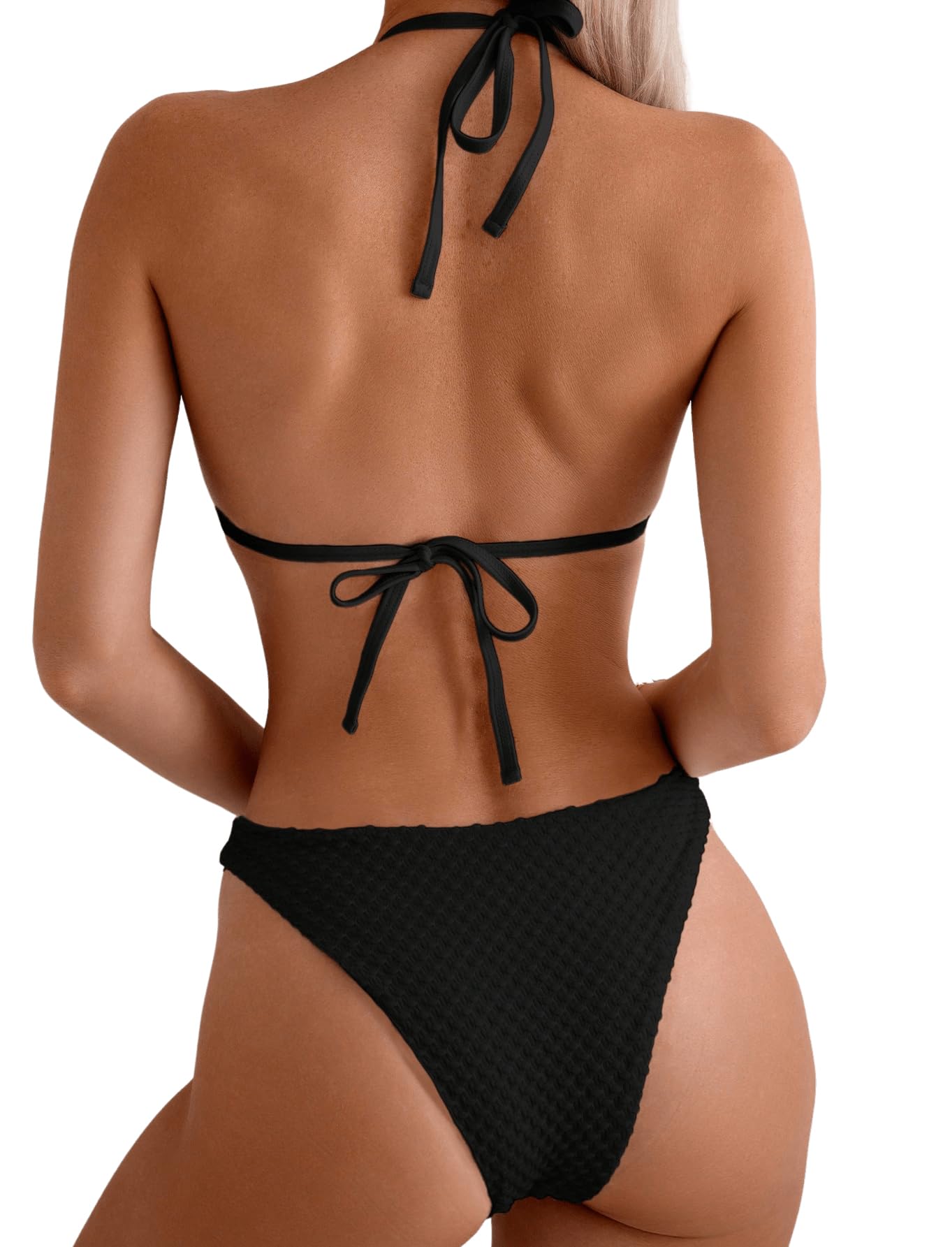 GORGLITTER Bikini Damen Set Mit Ketten Neckholder Bikini Set Triangel Bikini Sexy Zweiteiliger Badeanzug Mit Perlen Bademode