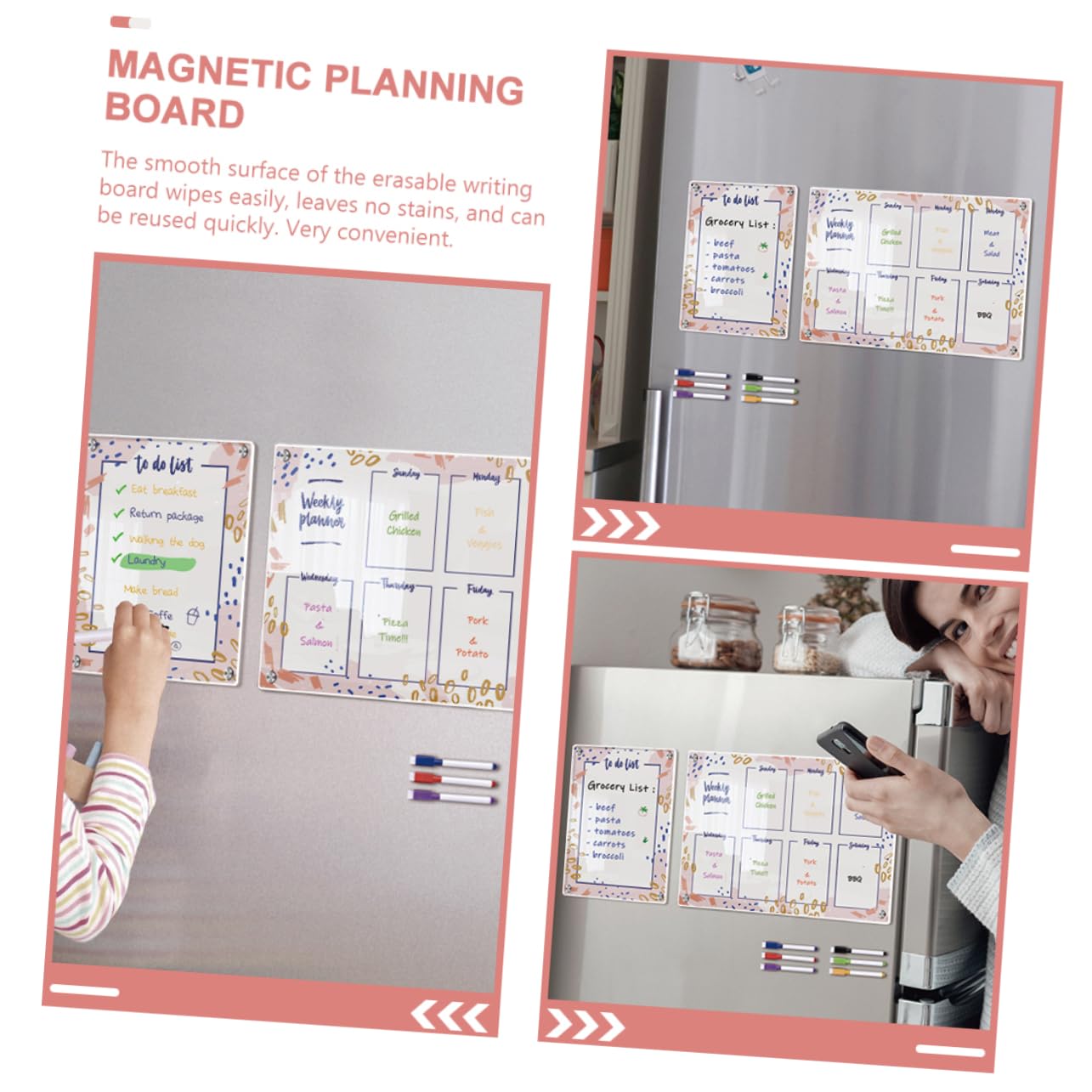 Tofficu Magnetische Trockenlöschtafel Für Kühlschrank To-do-liste Planungstafel Nachrichtentafel Wiederverwendbar Leicht Zu Reinigen