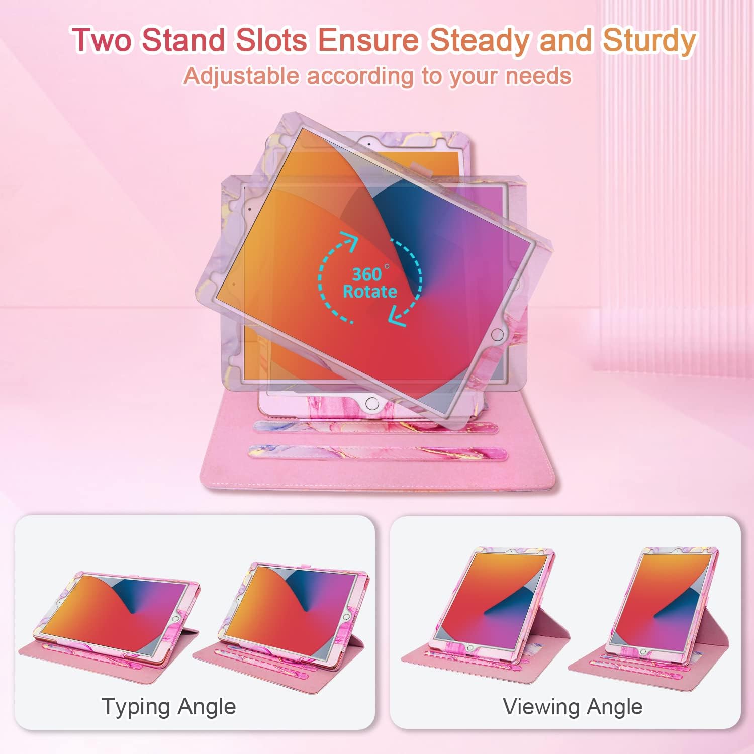 ZoneFoker for New iPad 9th/ 8th/ 7th Generation Case, iPad 10.2 Case, 360 Degree Rotating Multi-Angle Viewing Stand - Image 4