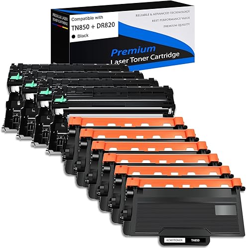 Paquete de 6 cartuchos de tóner TN850 y 4 unidades de repuesto de tambor DR820 compatibles con impresoras Brother HL-L5200DW HL-L6200DW MFC-L5900DW