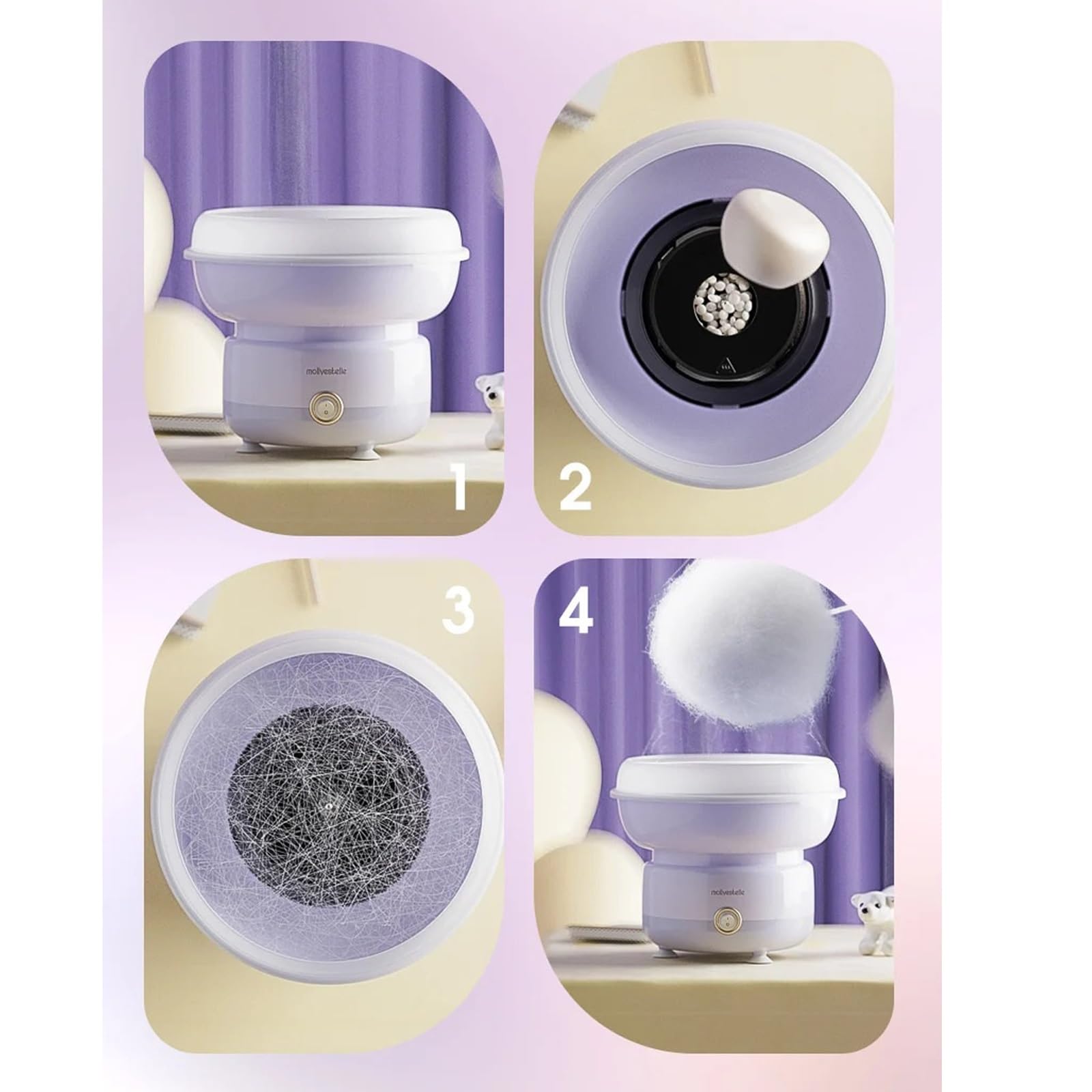 máquina de algodón de azúcar Máquina de algodón azúcar for el hogar los niños pequeña máquina Comercial Completamente automática Hecha a Mano(Purple)