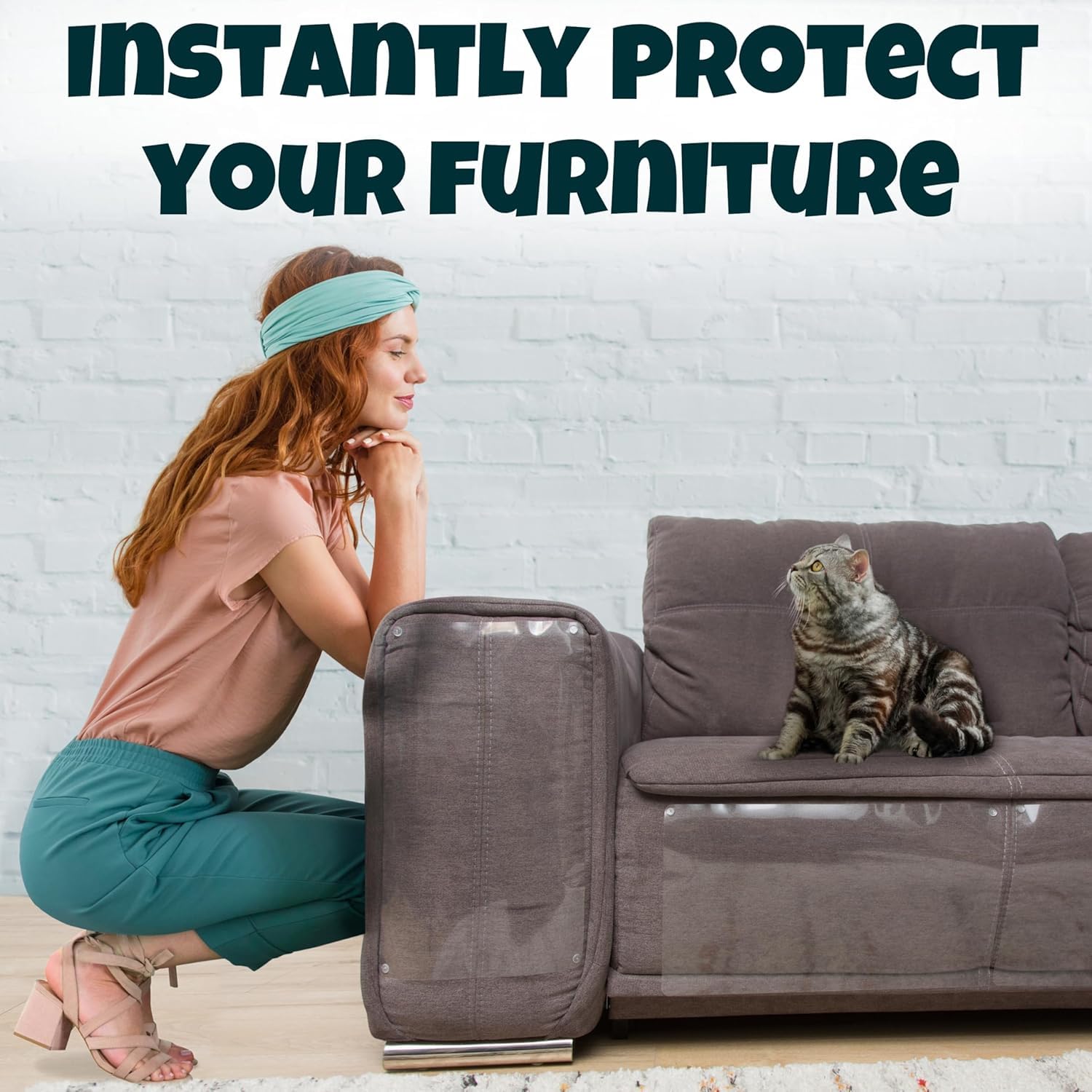 FixZilla Protector de muebles antiarañazos, paquete de 24 protectores de sofá contra garras de gato, resistente, fácil de aplicar, disuasorio de arañazos y escudo para esquinas de sofá, paredes,