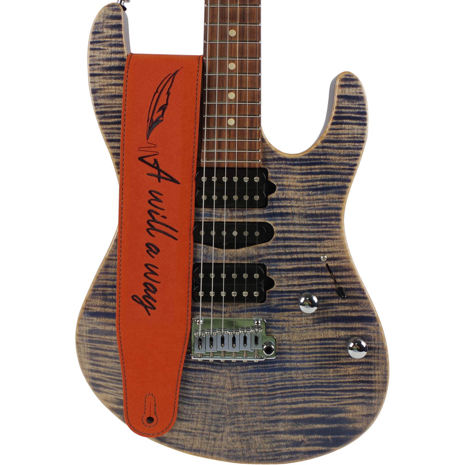 Correa de guitarra Correa de hombro ajustable de cuero nobuk para bajo Guitarra acústica eléctrica con bordado Material suave y duradero para músicos 1 paquete