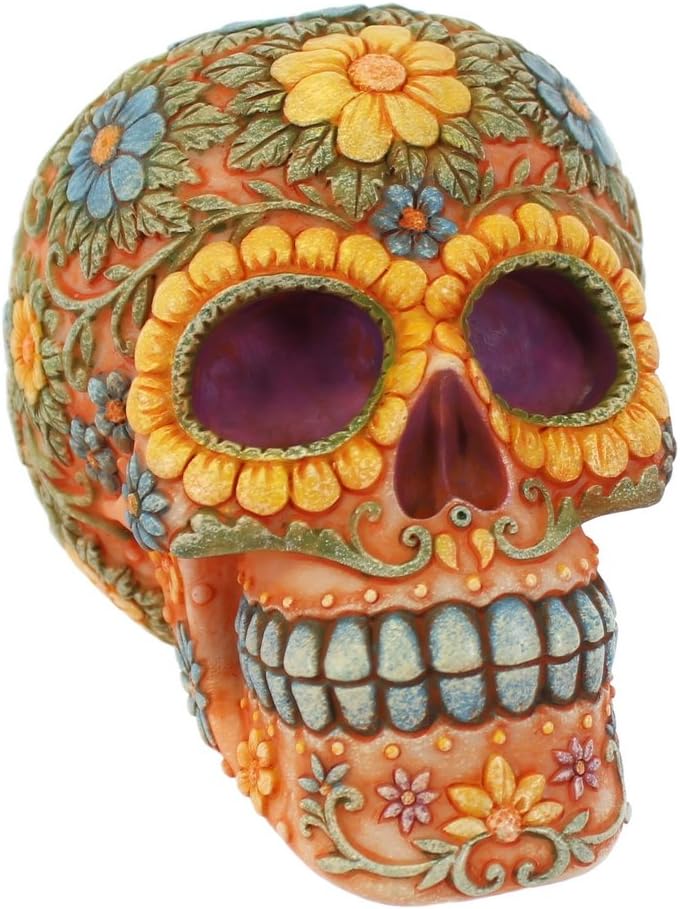 Something Different Wholesale Floral Candy Skull, Orange