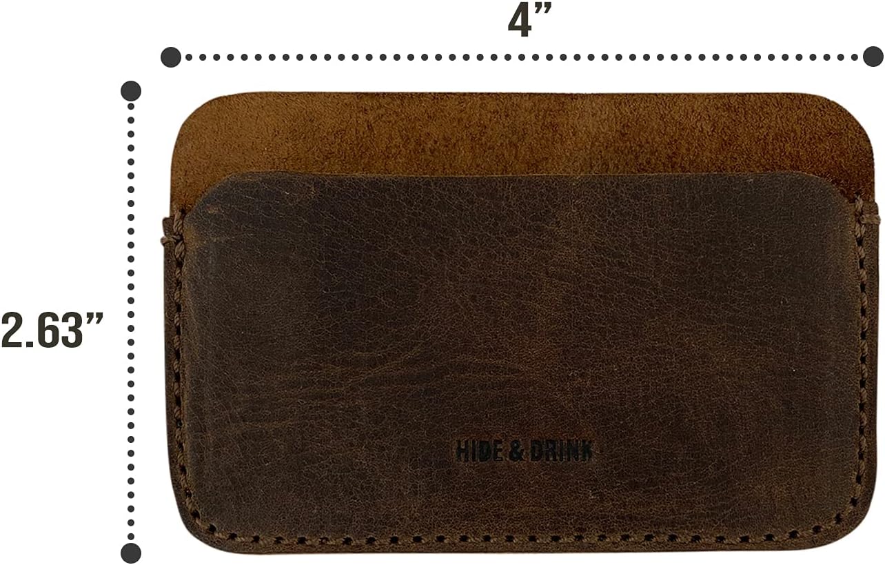 Hide & Drink, Formal Card Holder, Rectangular Card Case, Travel Accessory, Full Grain Leather, Handmade, Bourbon Brown