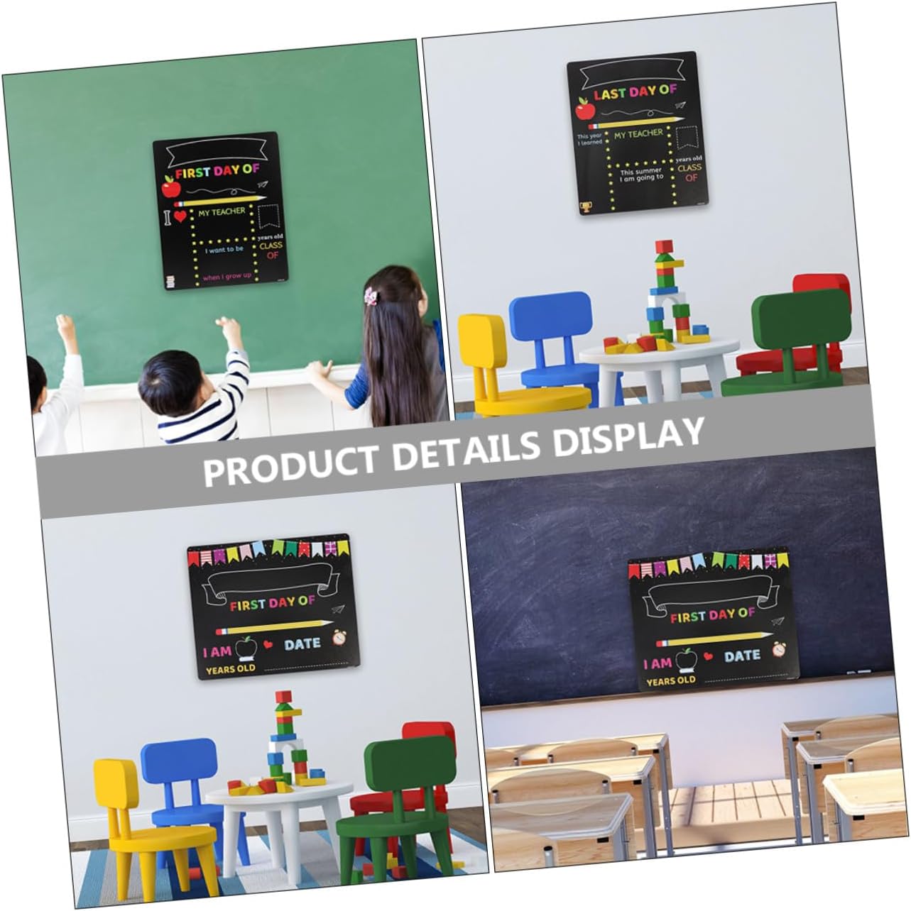 YARNOW 2pcs Kindergarten Chalkboard Sign with PVC Plastic School Board Writing Blackboard for Classroom First Day of School Message and Decor