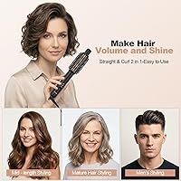 Vista 6 de Plancha rizadora de cepillo, rizador para cabello corto, 3 temperaturas ajustables, cepillo de rizador de 1 pulgada con calor rápido de 30 segundos