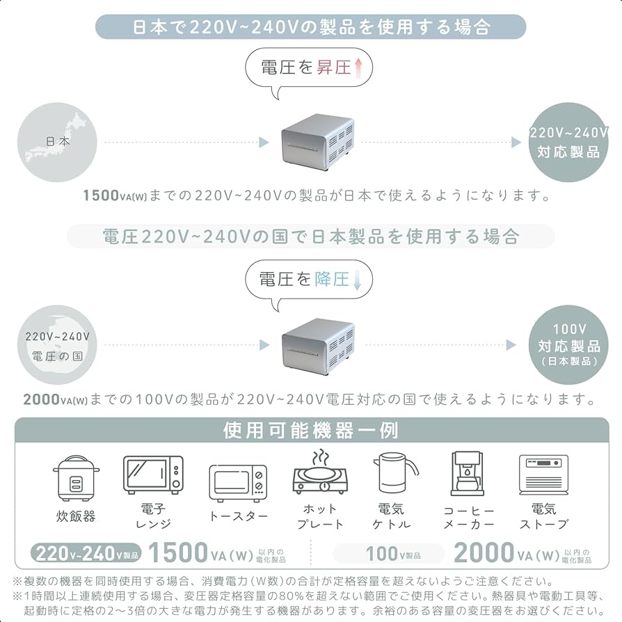 Amazon.co.jp: カシムラ 海外国内用 変圧器 AC 220V ~ 240V / 2000W