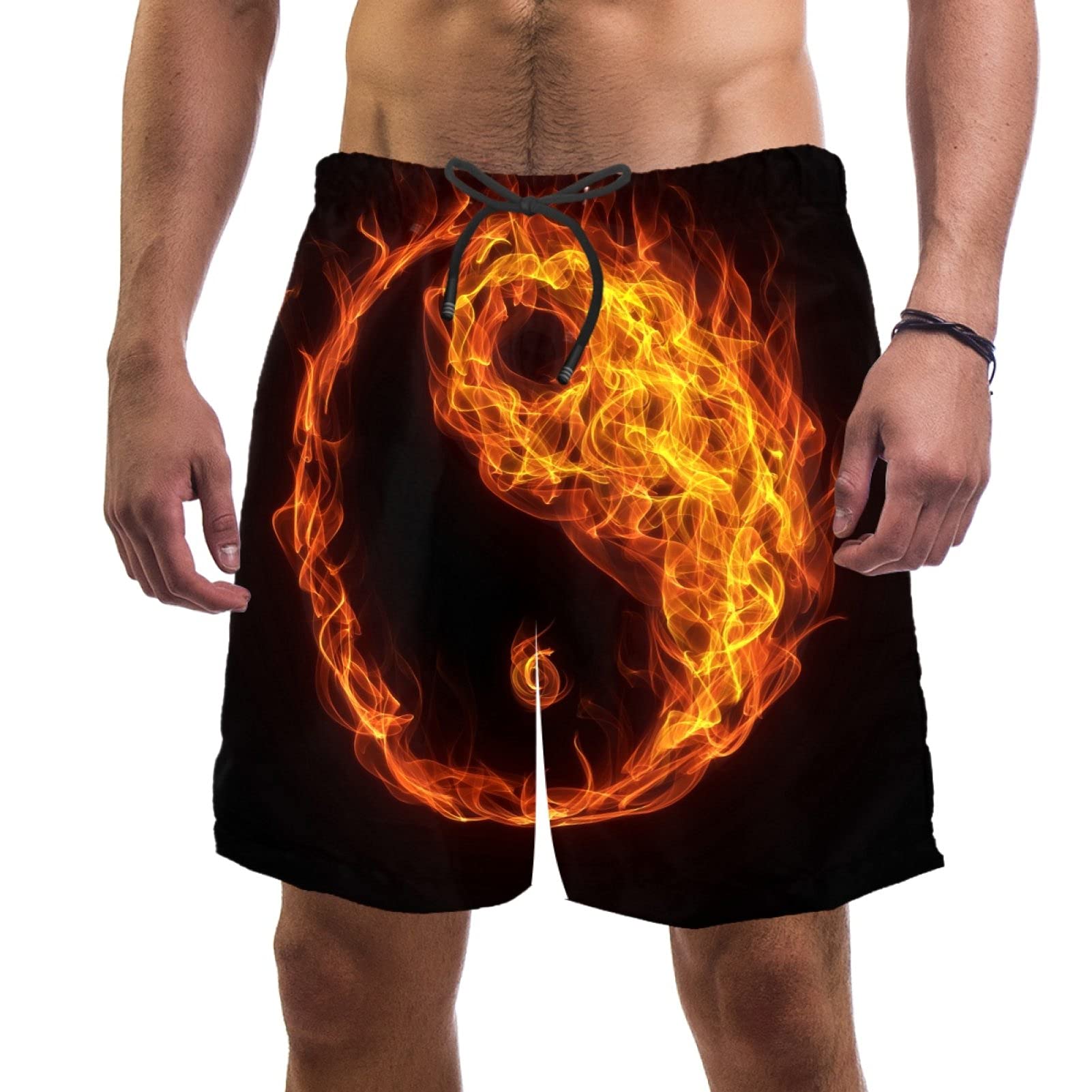 Short de bain pour homme avec doublure maille maillot de plage multicolore Yin Yang S - 6